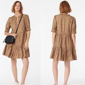 J.Crew Leopard Print Tiered Popover Dress Small